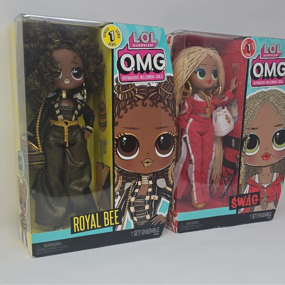 LOL Surprise! OMG. Series 1 Royal Bee & Swag 10in Dolls Lot of 2 NIB